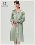 FIMTAIRAH 6A 22MM 100% Silk Nightdress Real Silk Nightgown Women long plus large size Sleepwear Pajamas robe
