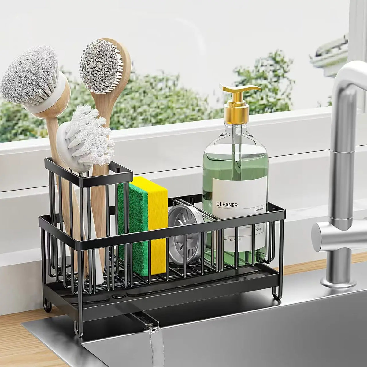 Kitchen storage shelf, self-drainage dishcloth rack, drainage rack, no drilling, household seasoning rack, faucet, sink rack, co