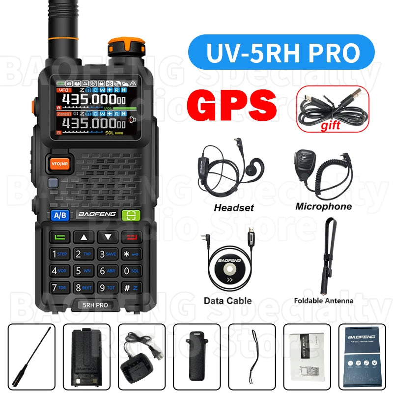 Baofeng UV-5RH PRO Walkie Talkie GPS Multi-Band AM/FM Type-C Wireless Copy Frequency - Dicrodelights