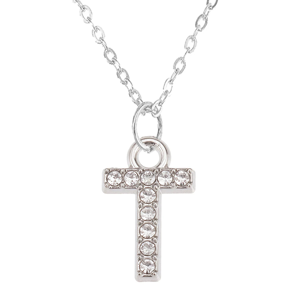 Fashion Shining A-Z Letter Pendant Charm Necklace 26 Initial Alphabet Name Clavicle Chain Party Valentine's Day Jewelry Gift T