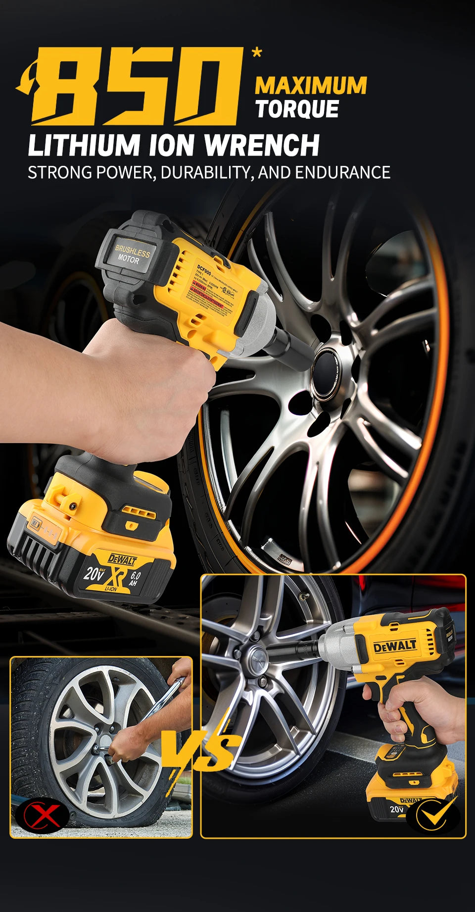 DeWALT Brushless Impact Wrench:20V Power,1898N.M Torque,Pressure-Driven Speed,Double Safety&Ergonomic Design for Heavy-Duty Jobs