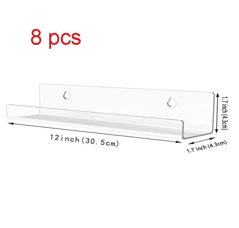 Acrylic Record Shelf for Wall Mounted Album Cover Displays 12inch 8 pcs