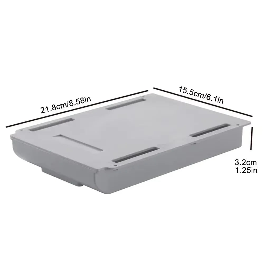 Self Adhesive PC Plastic Under Desk Drawer for Stationery Grey L