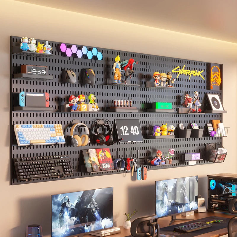 Gaming Room Pegboard Storage for Desk Accessories and Display