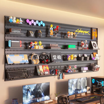 Gaming Room Pegboard Storage for Desk Accessories and Display