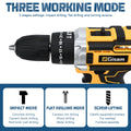 Gisam 25+3 Torque Electric Impact Screwdriver Multifunctional Cordless Drill Power Tool Setting 2 Gear Speed with 2 Batteries
