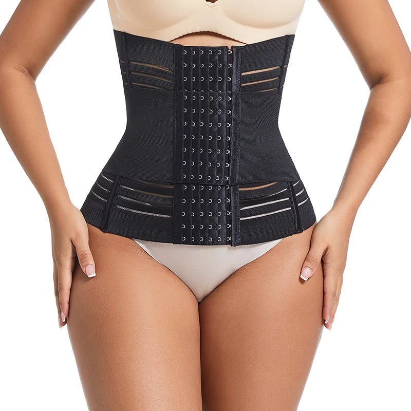 7-Bone Waist Trainer Corset Shapewear Women 6-Row Hook and Eye Closure Double Tummy Control Breathable Body Shaper