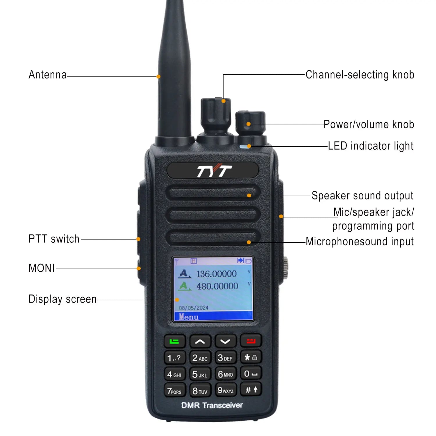 TYT MD-UV390 10W DMR Digital Walkie Talkie with GPS, IP67 Waterproof, AES-256 Encryption & USB-C Battery