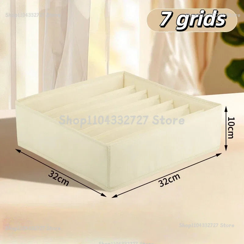 Fabric Drawer Storage Organiser for Underwear Bras and Socks yellow-7grids
