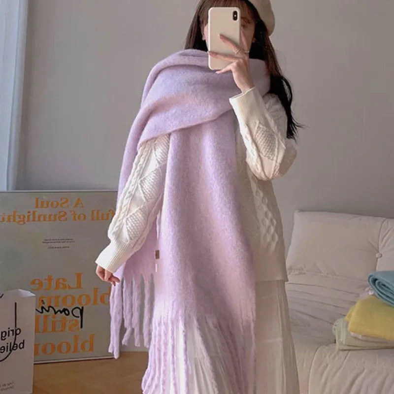Women's Cashmere Winter Scarf – Thick Knitted Warm Shawl
