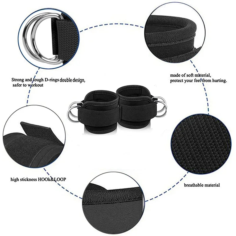 1/2/4Pcs Cable Ankle Straps Double D-Ring Adjustable Ankle Cuffs Gym Workouts Glutes Legs Strength Training Brace Support Sport