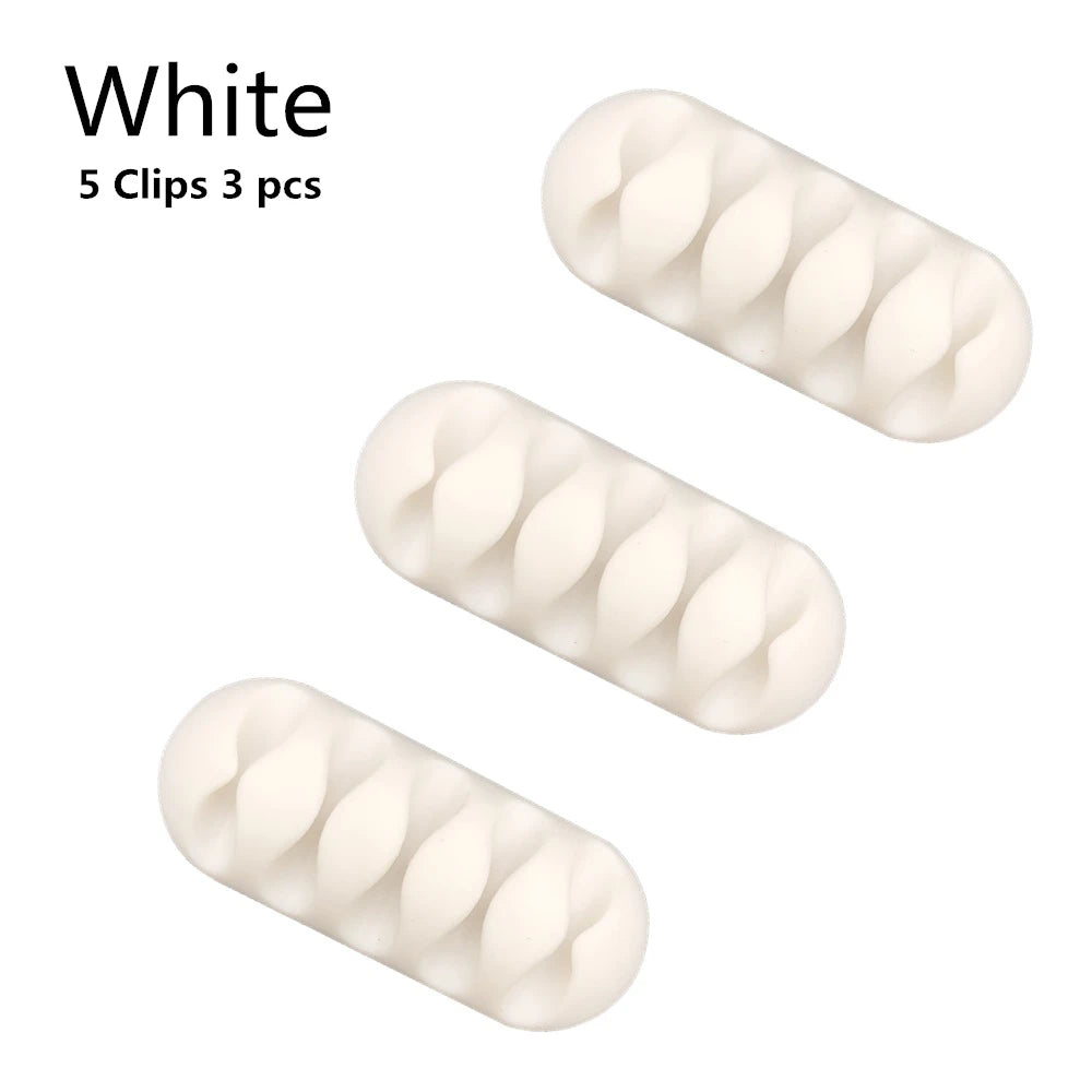 Adhesive Silicone Desk Cable Clips for Charging Leads 5 clips - 3pcs
