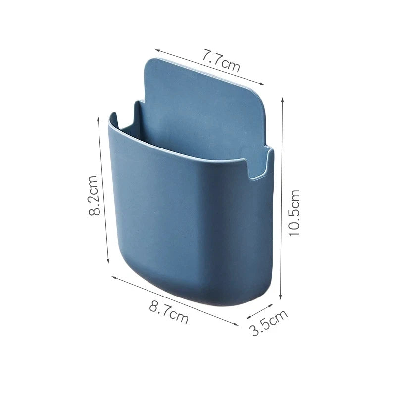 Bedside Wall Phone Holder for Charging and Remote Storage Peacock blue