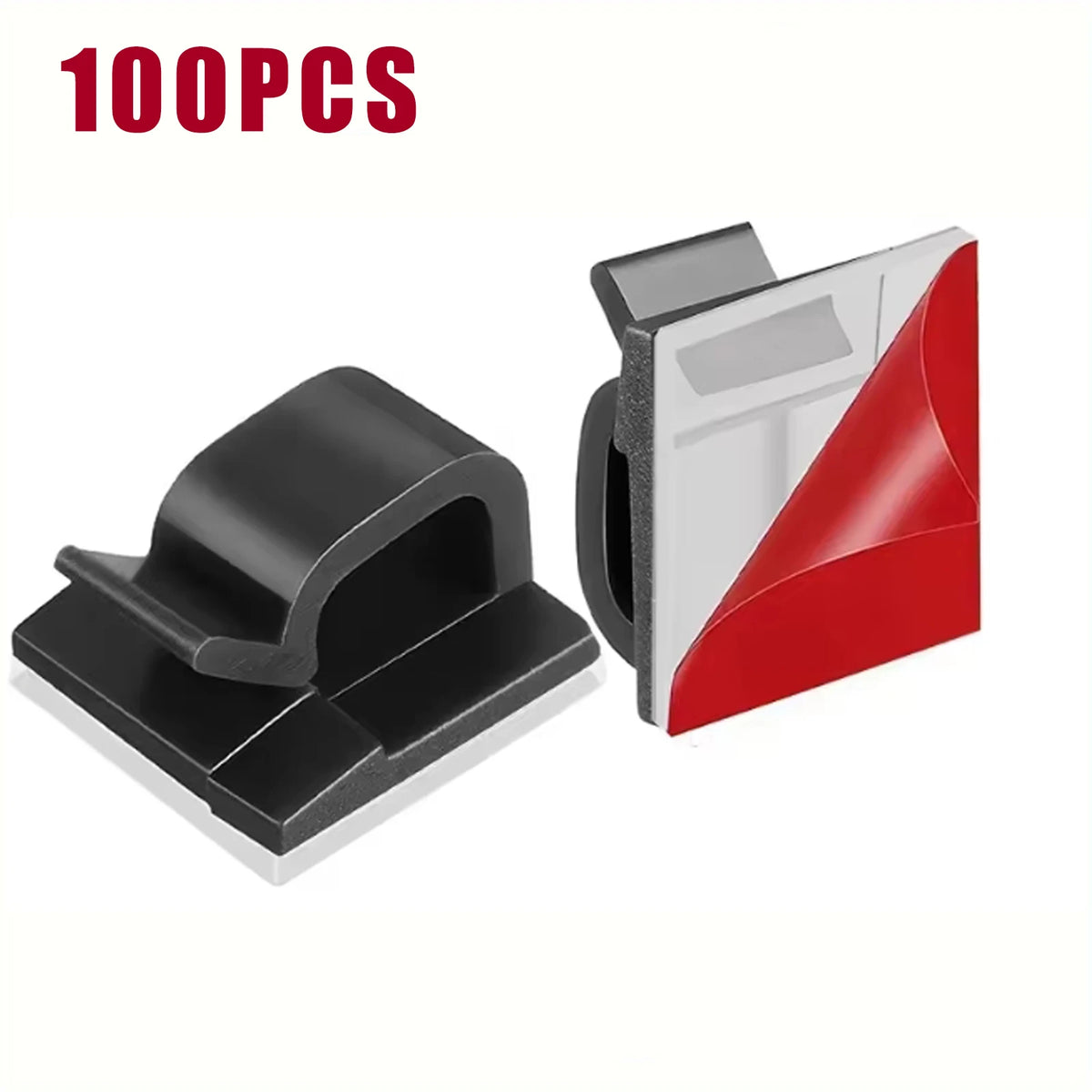 Adhesive Open Wire Clips for Home Office Desk Cable Routing 100PCS-Black