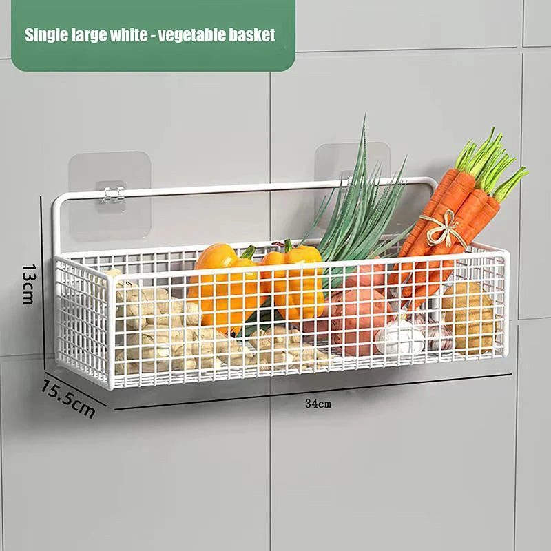 New Multifunctional Bathroom Organiser Toiletries Organiser No-Punch Bathroom Shelf Bathroom Kitchen Wall Mount Storage Rack L White