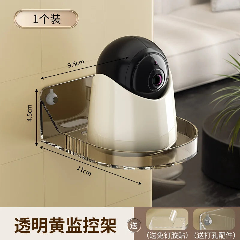 Small Self Adhesive Wall Shelf for Bedroom Cable Storage tan