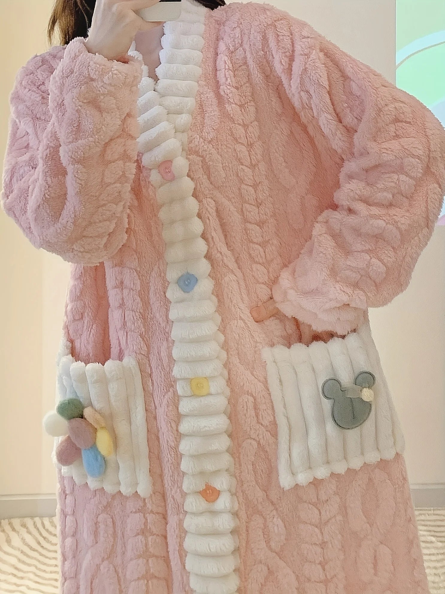 Cozy Plus Size Flannel Nightgown, Princess Style Long Sleeve with Pockets. Soft Pink for Fall/Winter. Shop Now!