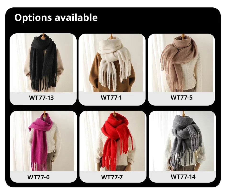 Women Winter Cashmere Scarf Thick Warm Pashmina Shawl Wrap