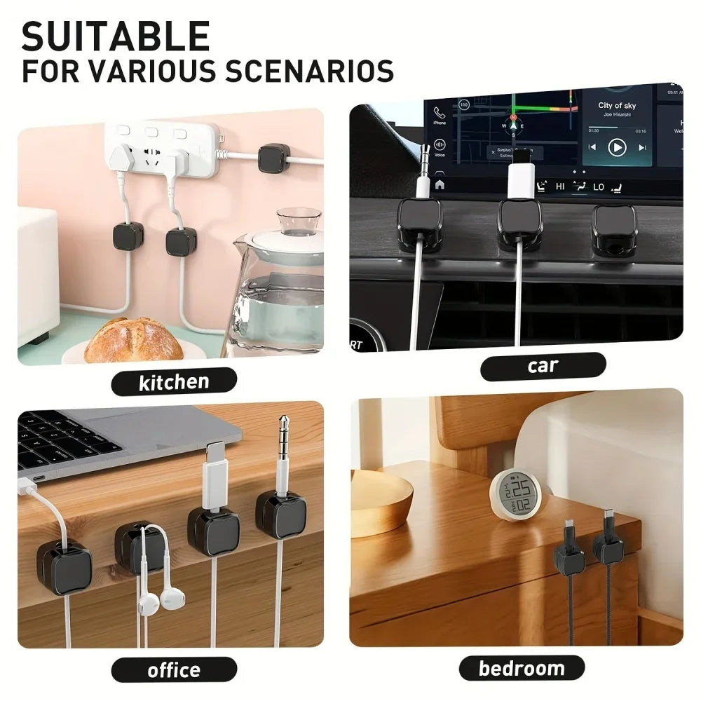 Magnetic Desk Cable Holders for Charging and Audio Leads