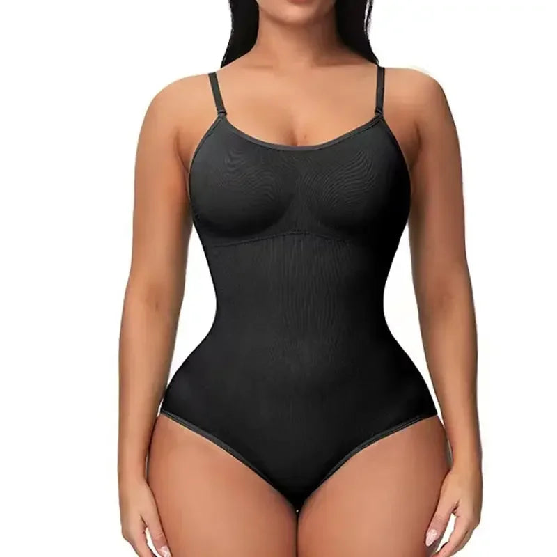 1 Piece Solid Seamless Brief Shaping Shapewear Bodysuit, Tummy Control Butt Lifting Slimmer Body Shaper, Women's Underwear Black