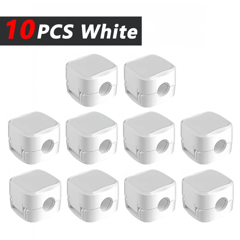 Adhesive ABS Desk Cable Clips for Charging Lead Storage 10 White