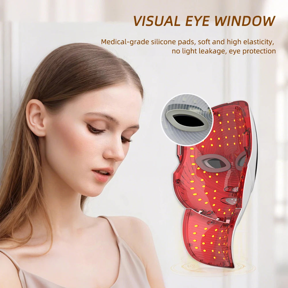 Wireless Face With Neck 7 Colors LED Photon Beauty Mask Red Light Facial Rejuvenation LED Mask Skin Tighten Skin Care Tool