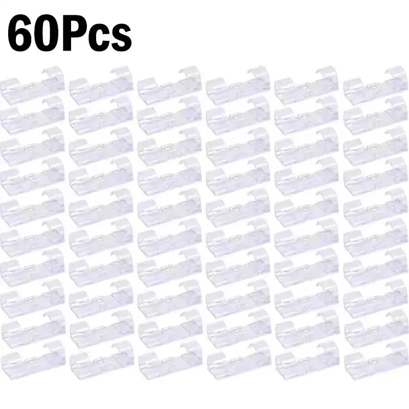 Self Adhesive Open Cable Clips for Desk Wire Routing 60X-Transparet