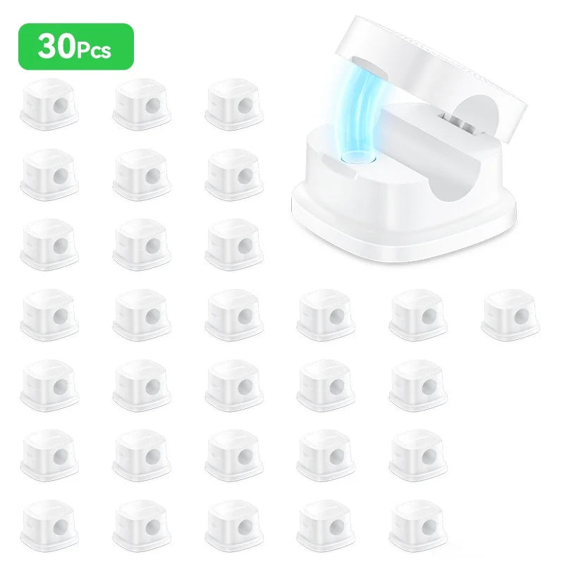 Self Adhesive Magnetic Desk Cable Clips for Charging Leads White 30PCS
