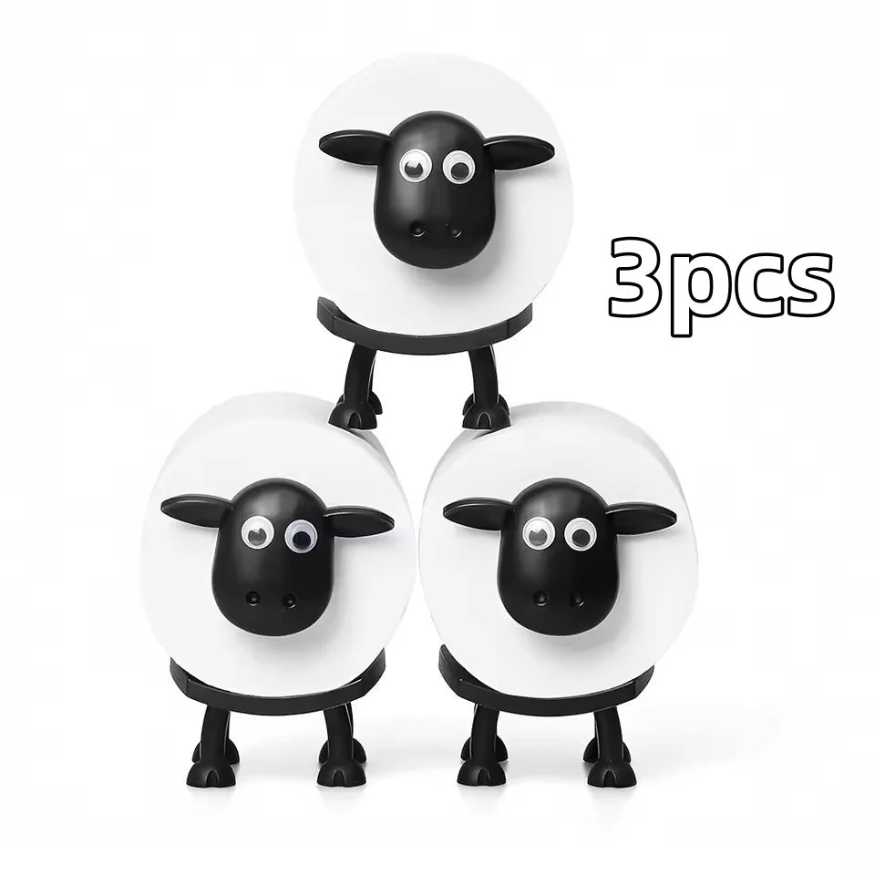 Plastic Animal Toilet Roll Holder in Dog Sheep and Raccoon Designs 3pcs sheep