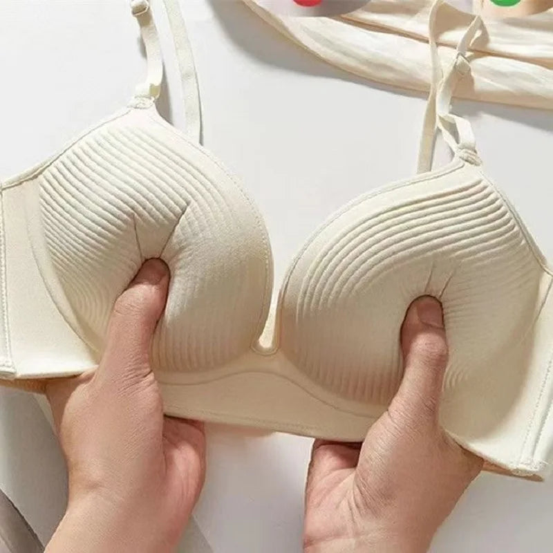 (Bras For Small Breast And Flat Chests)Women‘s Ultra-Thick 10cm Lingerie Seamless Push Up Small Breast Lift Adjustable Bra Champagne