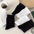 1/7/10/20 Pairs Mid Length Socks Women Classic Black White Solid Color Fashionable Casual Sports Absorbing Breathable Men Socks