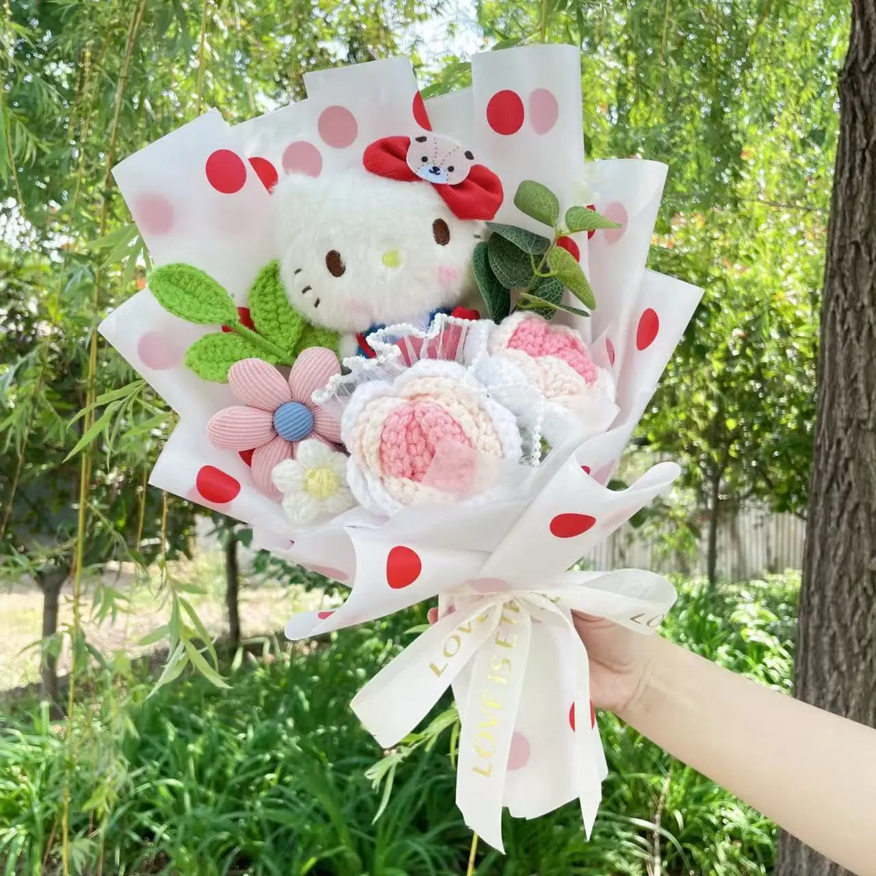 Sanrio Plush Bouquet Doll – Kuromi, My Melody, Cinnamoroll Handmade Gift Toy for Valentine, Birthday & Graduation 16-35cm