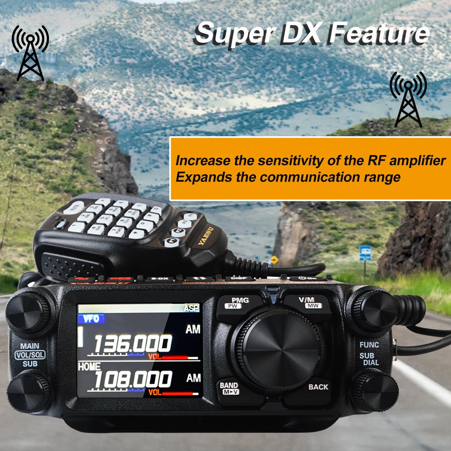 Walkie Talkie Yaesu FTM-510D ASP C4FM/FM 55/50W 144/430mhZ Dual Band Mobile Transxciver with Super-DX and ASP