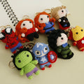 Crochet Knitted Super Hero Spider-Man Superman Captain America Keychains Small Pendant Hangings Christmas Birthday Gifts
