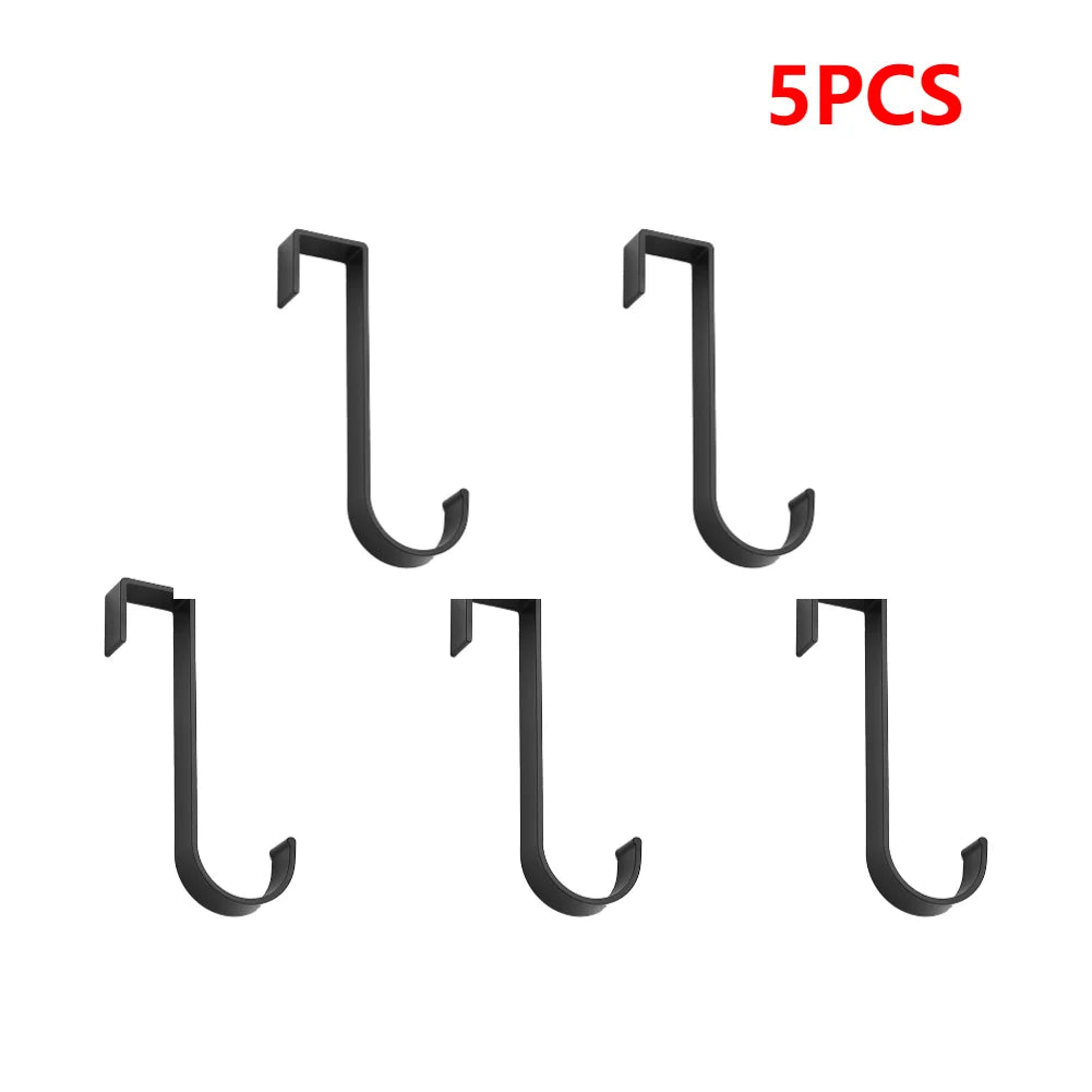 Aluminium Over Cabinet Door Hook for No Drill Bedroom Storage 5pcs black
