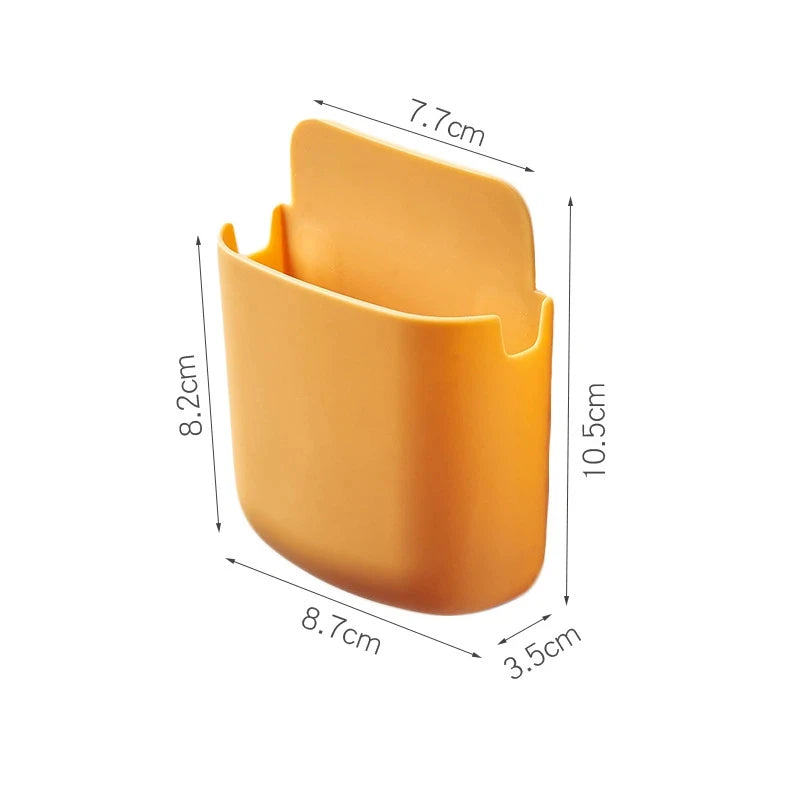 Bedside Wall Phone Holder for Charging and Remote Storage Mango Yellow