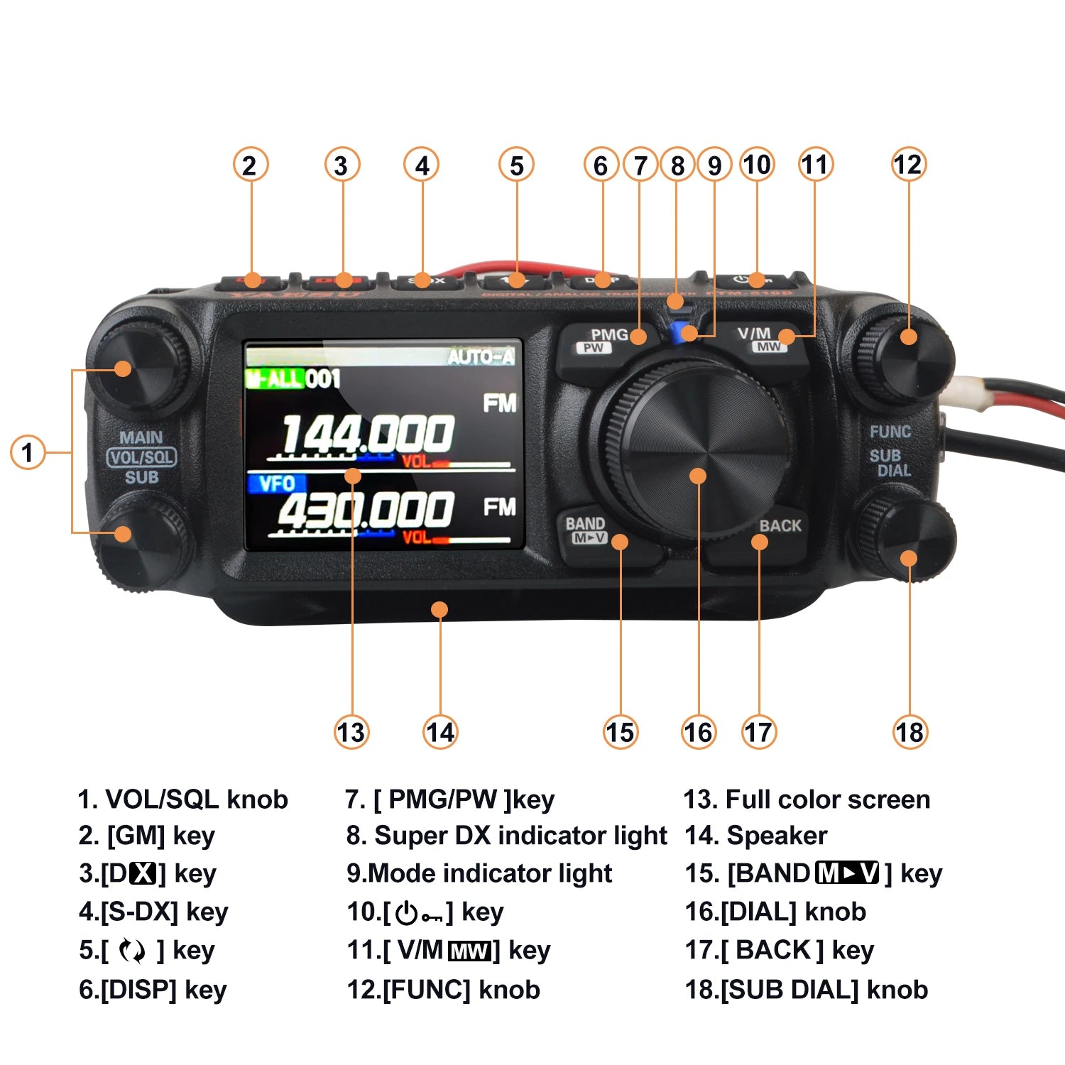 Walkie Talkie Yaesu FTM-510D ASP C4FM/FM 55/50W 144/430mhZ Dual Band Mobile Transxciver with Super-DX and ASP