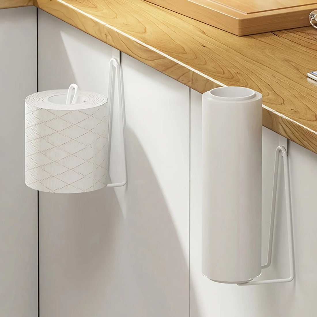 Metal Over Cistern Toilet Roll Holder in Black or White