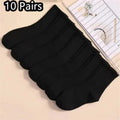 1/7/10/20 Pairs Mid Length Socks Women Classic Black White Solid Color Fashionable Casual Sports Absorbing Breathable Men Socks 10 Pair-2