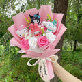 Cartoon Vinyl Doll Action Figures With Artificial Flower Creative Bouquet Christmas Valentine Birthday Gifts 5