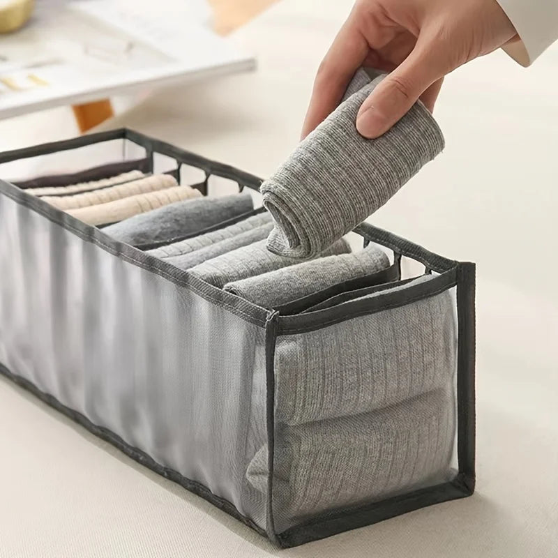 Mesh Underwear Drawer Organiser for Socks and Small Clothing Grey