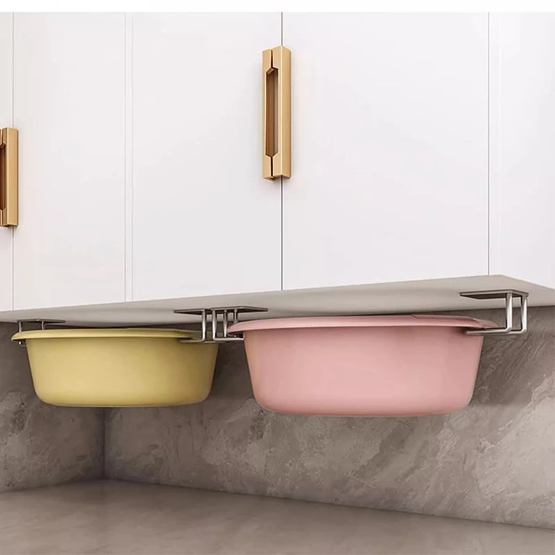 Stainless Steel Wall Mounted Pot Lid Rack for Kitchen Storage
