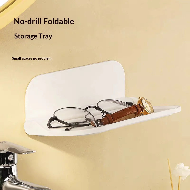 Small Foldable Wall Shelf for Bedside Phone and Glasses Storage