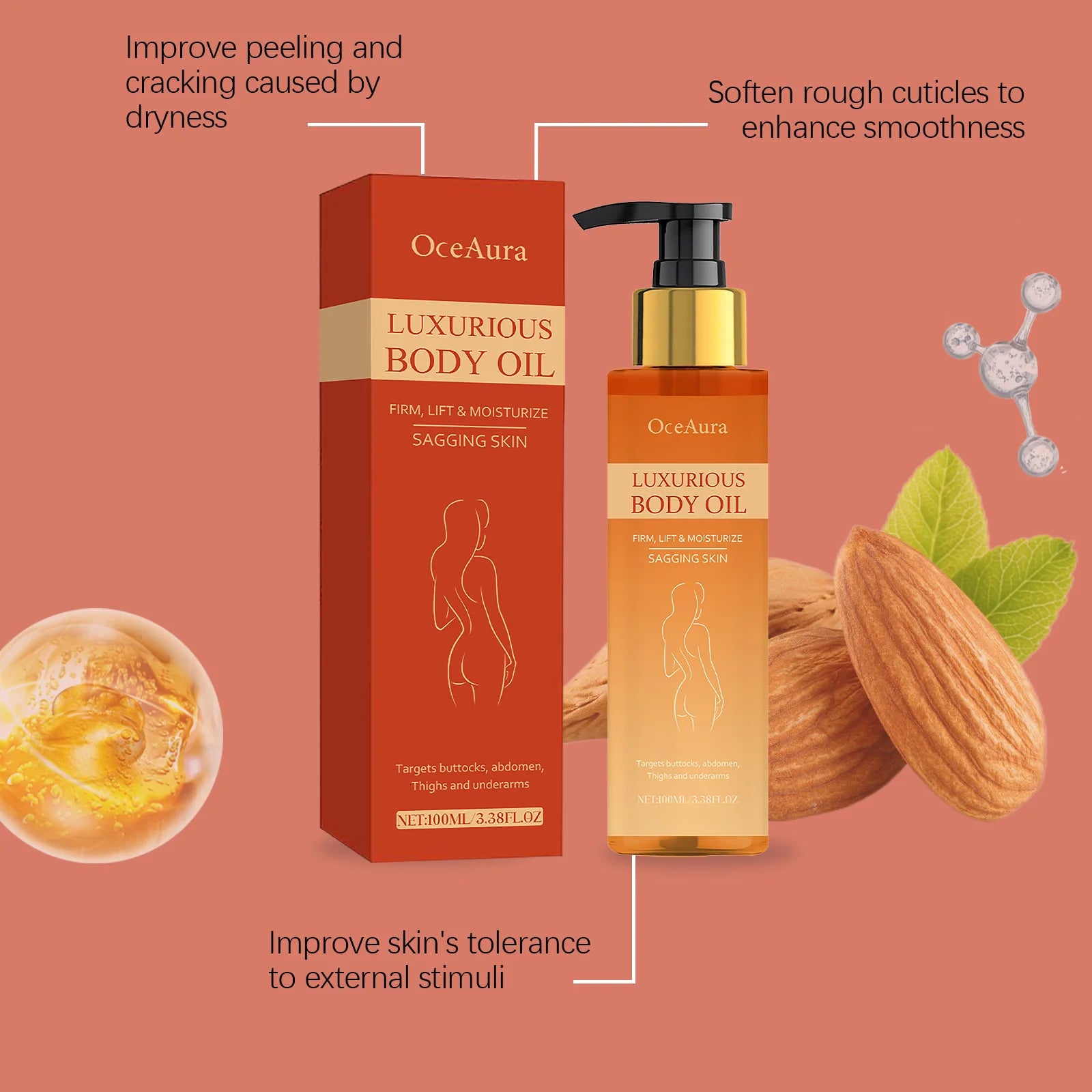 Lifting & Firming Body Oil Tighten Sagging Skin Deep Moisturizing Dry Skin Repairing Soften Magic Luxury Nourishing Oil 100ml