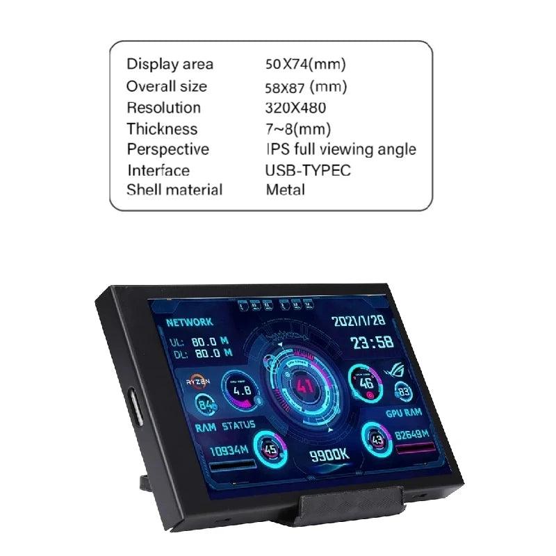 New 3.5" IPS USB-C PC Monitor – Real-Time CPU/GPU/HDD Stats – No AIDA64 Needed - Dicrodelights