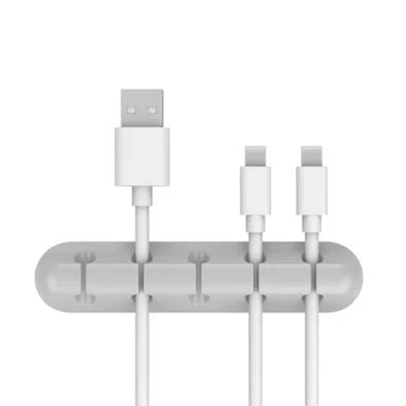 Self Adhesive Silicone Cable Holder for Desk Charging Leads gray 5 Channel