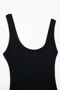Women's Skinny Ribbed O-Neck Bodysuits with Straps Snap-Button Sexy Fashion Playsuits Comfortable Stretchy Female Clothing