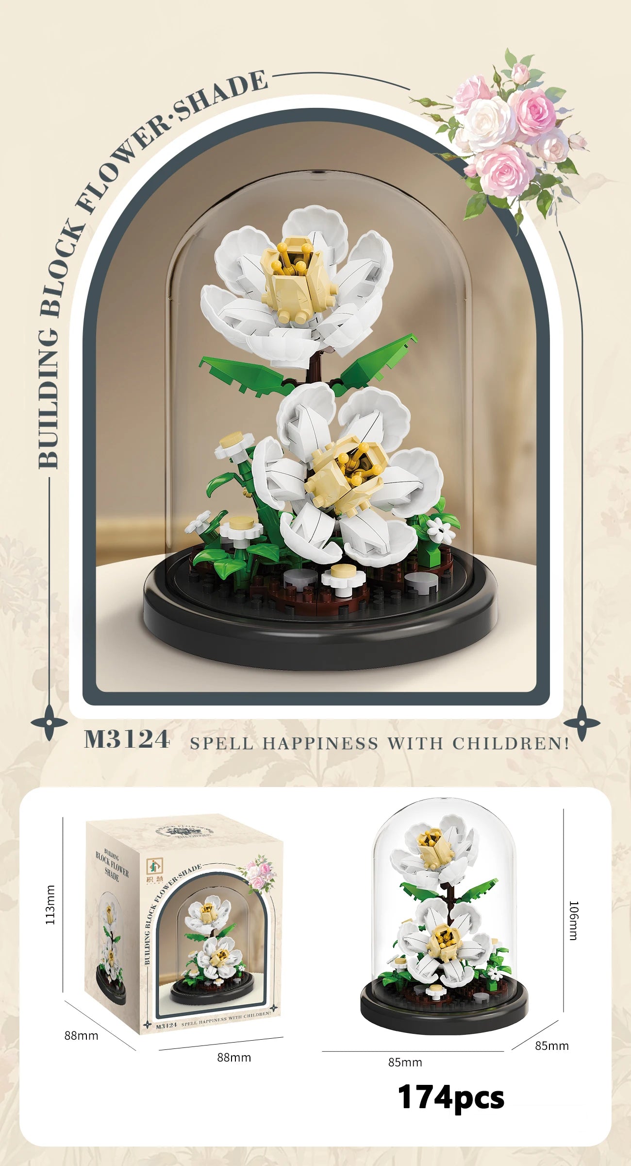 Eternal Flower Bouquet Bonsai Potted Plant Micro Building Blocks Model Home Decoration Puzzle Toys Kids Birthday Christmas Gifts 3124 China Mainland