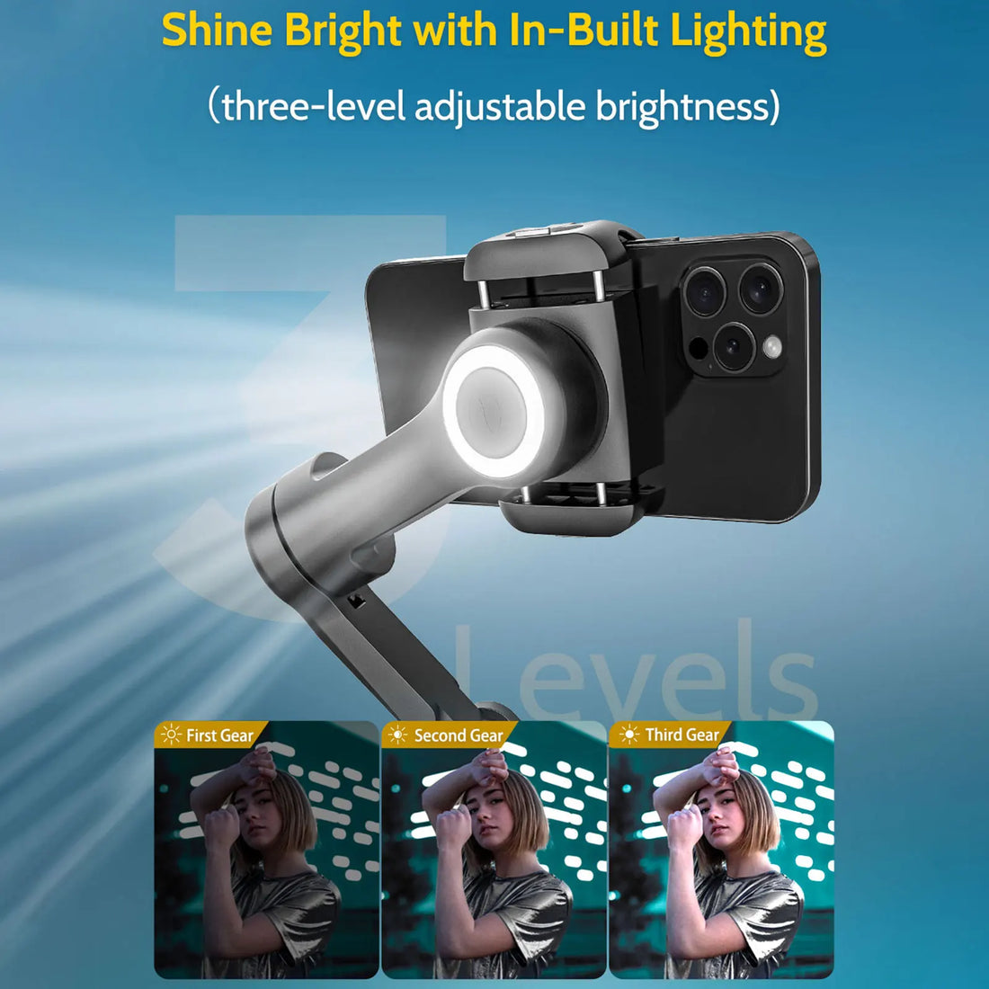 AOCHUAN Smart XPro Smartphone 3 Axis Gimbal Stabilizer For iPhone and Android Smartphone Shooting Video With fill light effect