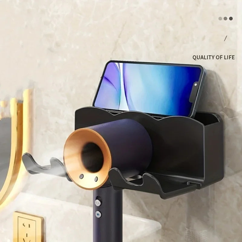 Plastic Wall Mounted Hair Dryer Holder for Bathrooms Black China Mainland
